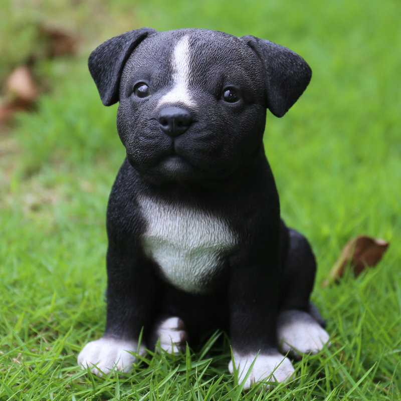 white staffordshire bull terrier statue